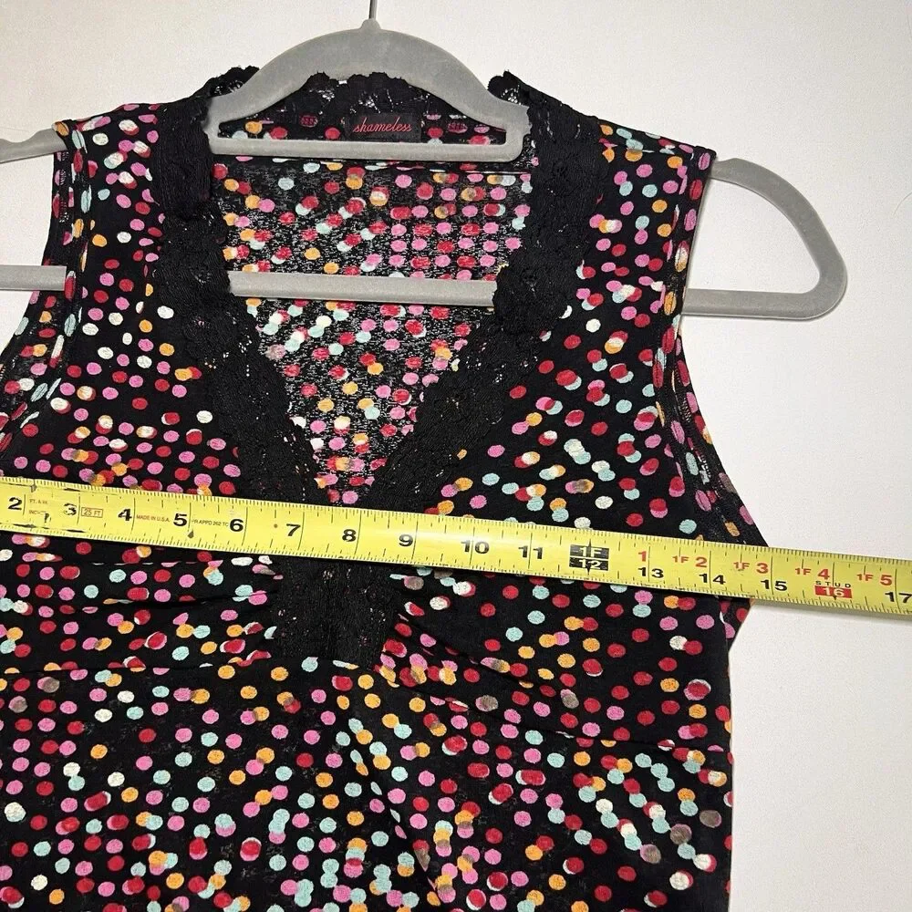 Shameless Mesh Babydoll Top Size L Polka Dot Lace Trim Light Weight Feminine Y2K